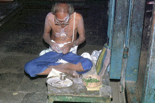 Shiva-Tempeldiener im Ekambaresvar-Tempel in Kanchipuram Shiva-Tempeldiener im Ekambaresvar-Tempel in Kanchipuram